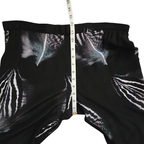 All Saints Helena Piuma Silk Trouser Feathers Print Size 2 Black Artsy Statement - Picture 14 of 16